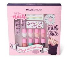 Magic Studio pin-up mega nail art set in pink display box with stickers and tools