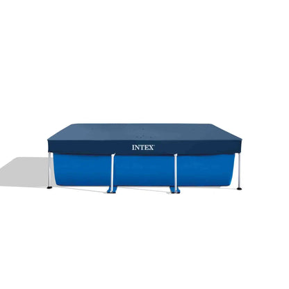 Rectangular pool cover 260x160 cm on pool frame, dark blue top, INTEX logo