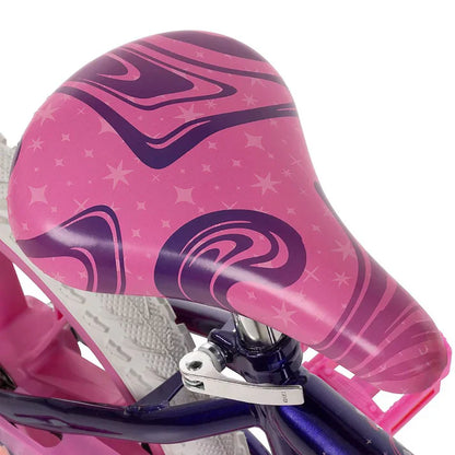 16" Mädchenfahrrad-Sitz, rosa mit Sternen und geschwungenem Muster, dunkle Polsterkante
