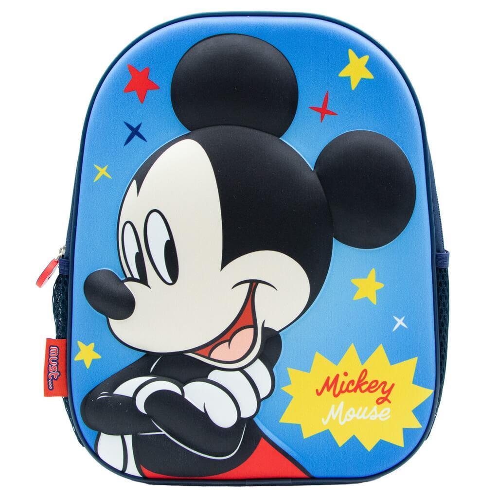 Preschool blue EVA backpack with Mickey Mouse 3D face, one zip compartment