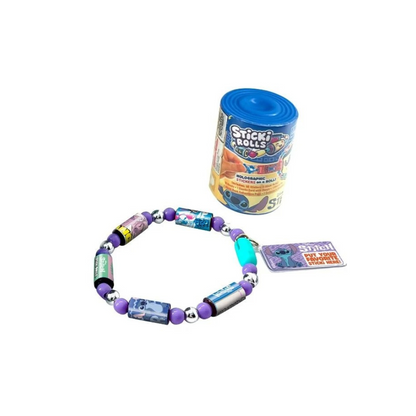 Stitch Sticki Band Capsule bead bracelet with sticker card charms; plus sticker roll