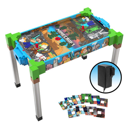100.3 cm Minecraft air hockey table with adapter; pixel playfield and green block legs