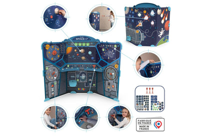 Space Center - Cardboard Playset - Learn & Play W/The Solar System Universe, Spaceship 15 Different Activities