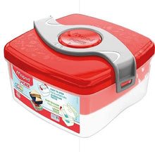 Red medium lunch box with gray latch, Maped Picnik logo and artwork panel