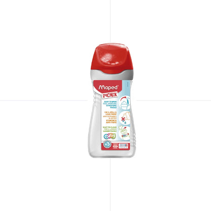 Red water bottle with flip-top lid, front label visible, 430ml