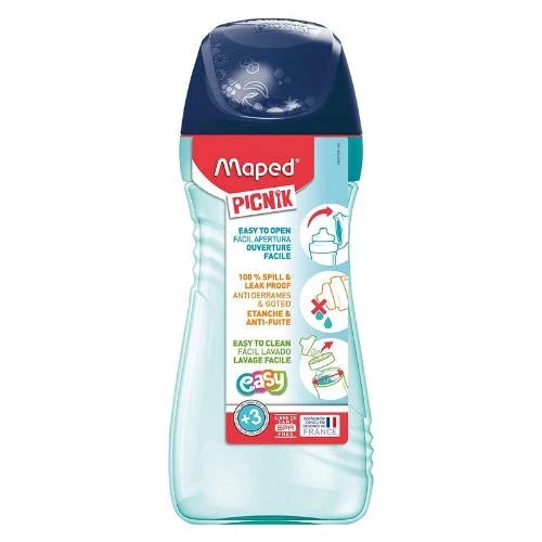 Maped water bottle with flip-top lid, blue and aqua, 430ml