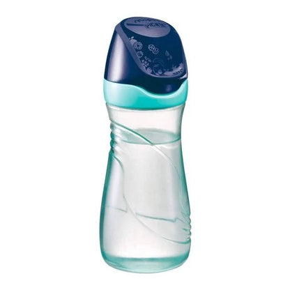 Maped water bottle, dark blue cap and aqua body with ribbed grip