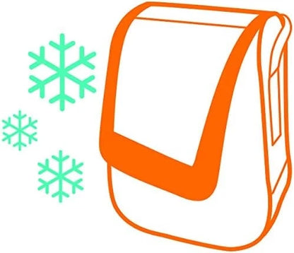 Orange-trim lunch bag with white front panel and side stripes