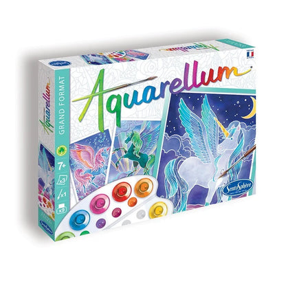Aquarellum Pegases watercolor art set, boxed with Pegasus-themed supplies