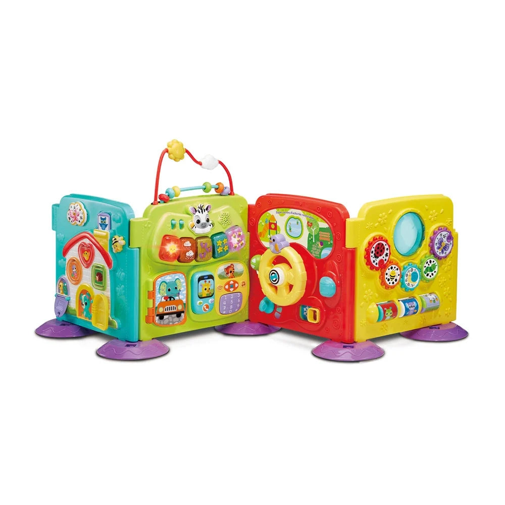 VTech modular learning activity center toy with colorful buttons and animal panels