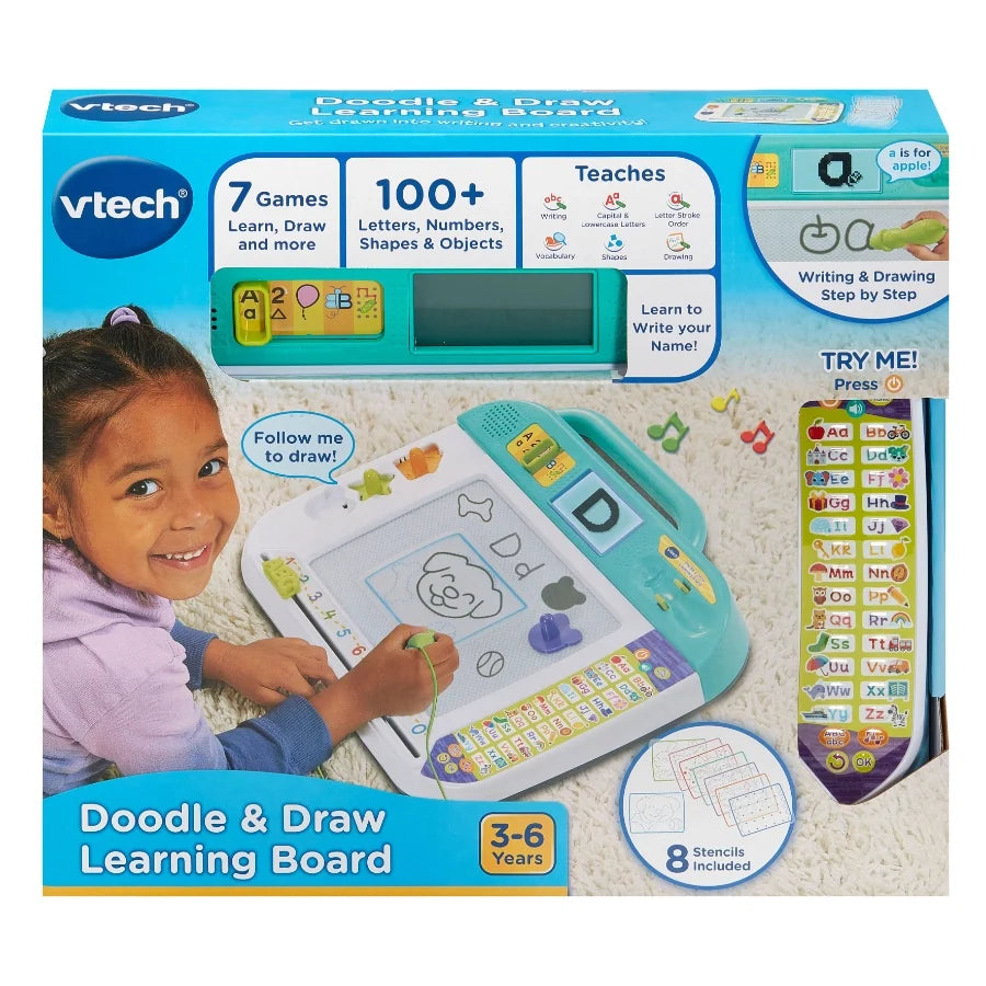 VTech Doodle & Draw Learning Board with stylus and 8 stencils, ages 3–6