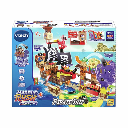 Pirate ship marble run toy box with pirate ship and rolling marble features