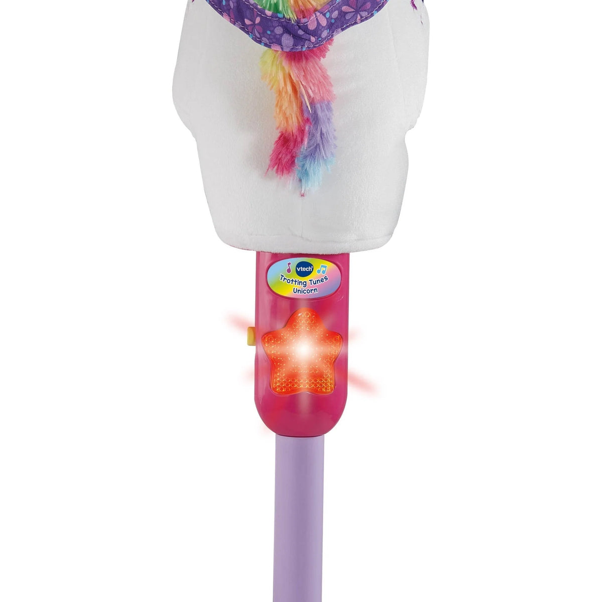 VTech trotting unicorn plush on wand base with front star light and speaker button