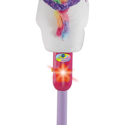 VTech trotting unicorn plush on wand base with front star light and speaker button
