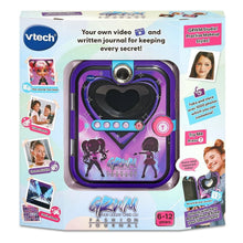 Purple and black GRWM fashion journal toy with screen and heart window