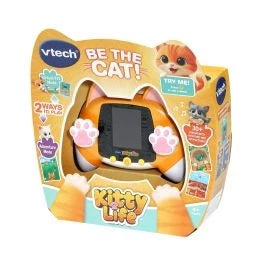 VTech Kitty Life orange cat toy box showing black screen and pink paw controls