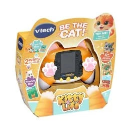 VTech Kitty Life orange interactive cat toy in retail box with screen and paw buttons