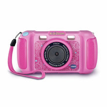 Pink kids digital camera with Kidizoom lens, buttons, and wrist strap