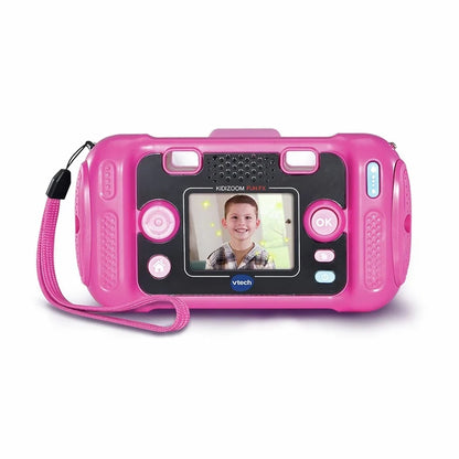 Pink Kids digital camera with front screen window and side button controls