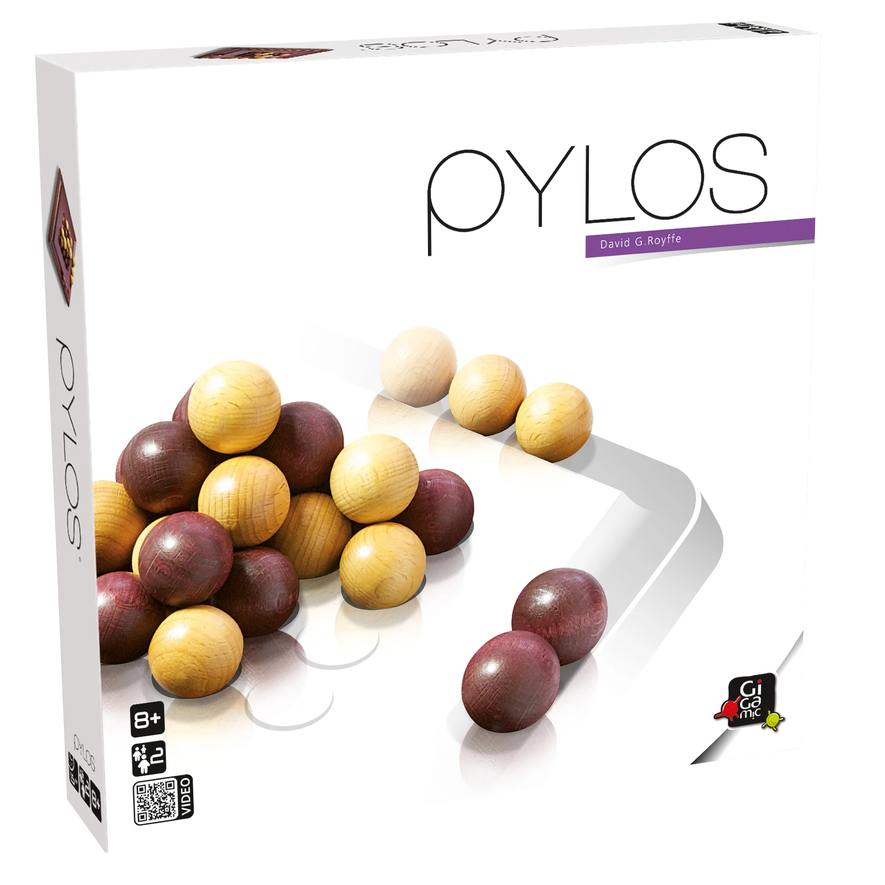 Pylos wooden marble game box with wooden marbles inside