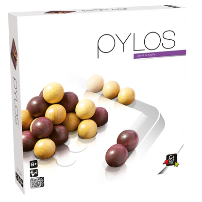 Pylos wooden marble game box with wooden marbles inside