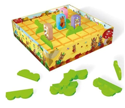 Junior board game board with yellow tiles, character frames, and green wall pieces