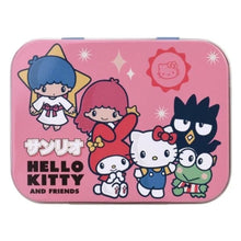 Hello Kitty friends metal band aid box with pink character graphics