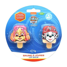 Paw Patrol lip balm blister pack with two character flavors, vegan