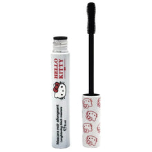 Hello Kitty lengthening mascara with black wand and white tube, cap off.
