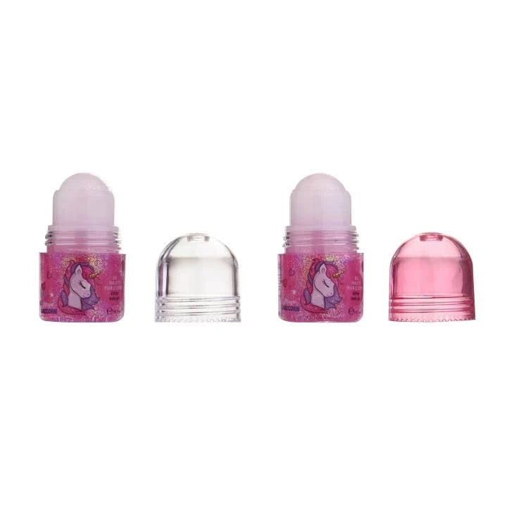 Set of unicorn glitter body gel bottles: pink glitter, clear caps
