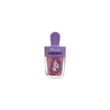 Unicorn lip gloss mini bottle with purple cap and clear body