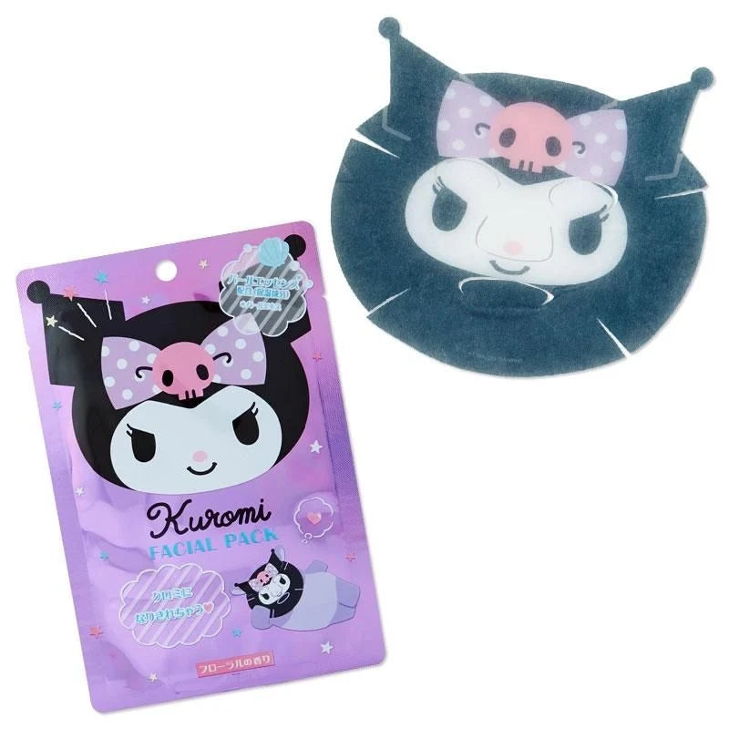 Kuromi glow face sheet mask pack with cartoon Kuromi and bow graphic