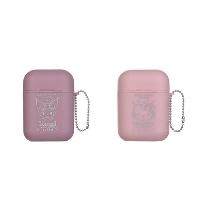Pink compact lipstick case with chain, embossed Hello Kitty face and heart accents