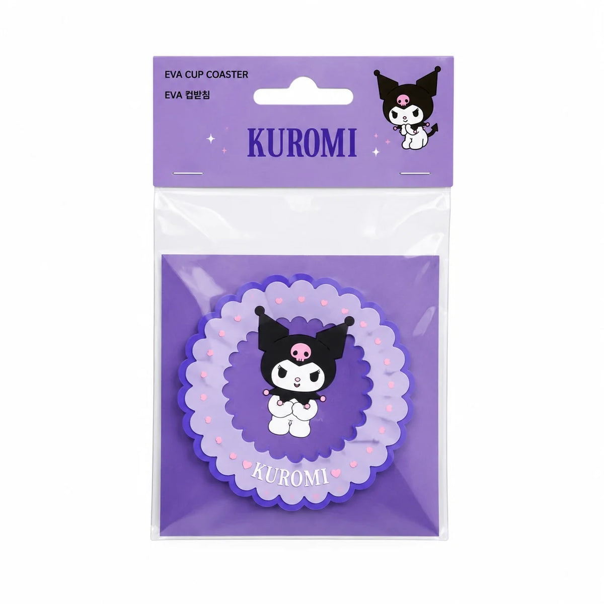 Kuromi EVA cup coaster in purple blister pack