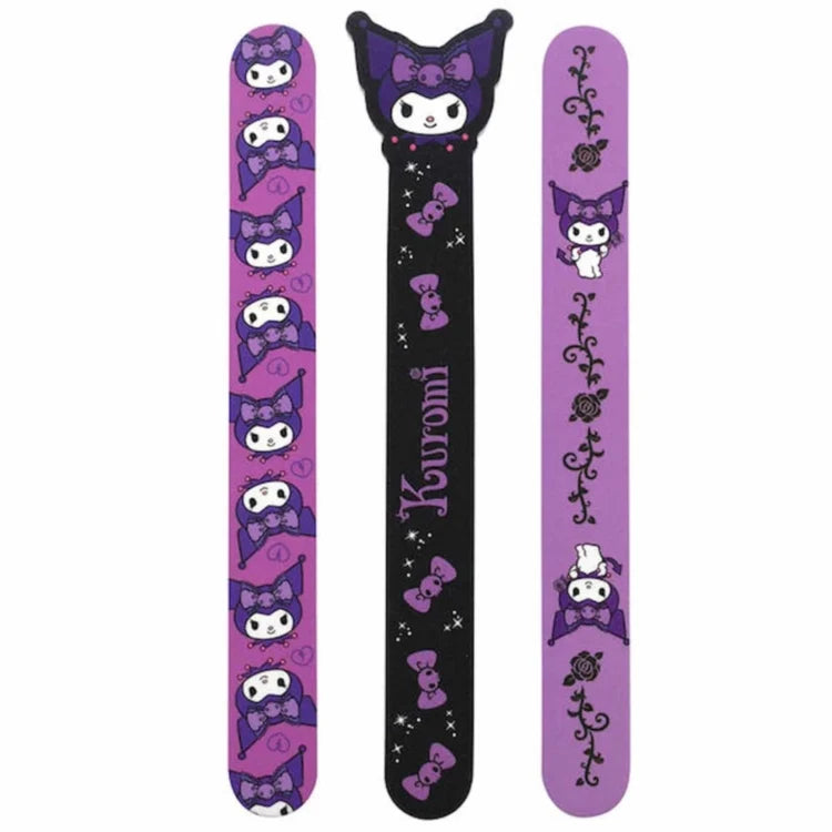 Set of 3 Kuromi-themed nail files with purple and black character designs