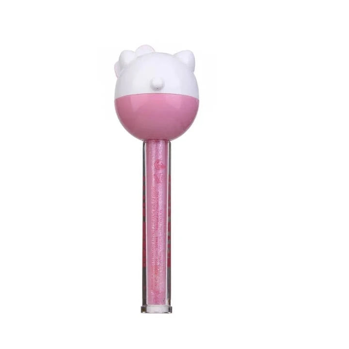 Hello Kitty lollipop lip balm with pink gloss, clear tube and white cat cap