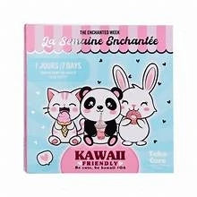 Kawaii beauty gift box with panda and bunnies on front in pastel pink and blue