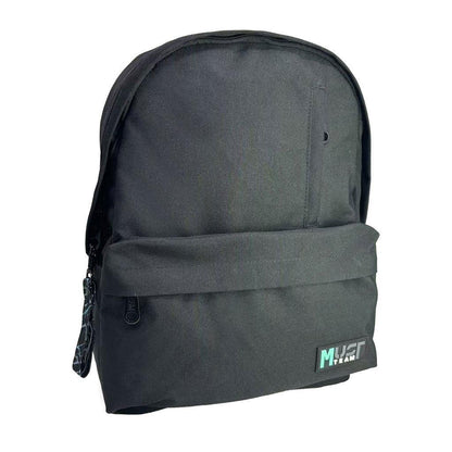 Dark gray Must Team backpack with zip main compartment and front logo patch