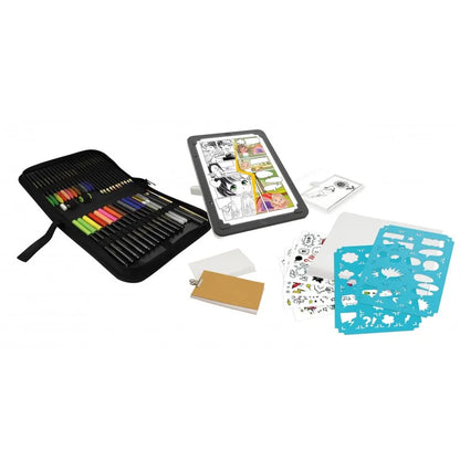 3-in-1 creative art tablet kit with stylus, colored pencils, and drawing cards