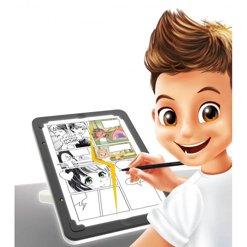 3-in-1 creative art tablet with stylus, showing a face sketch on the screen