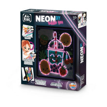 Neon bubble tea DIY kit box for kids with glowing drink character artwork