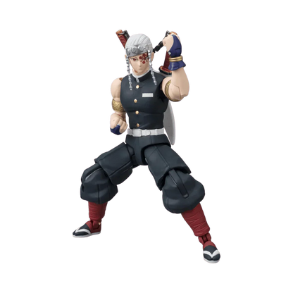 Tengen Uzui action figure in dark uniform with silver headgear, arms posed
