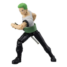 One Piece Ultimate Legends Zoro action figure with green hair, gray shirt, green sash, black boots