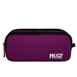 Barrel Pencil Case Must Team Monochrome Violet with Lilac 2 Compartments