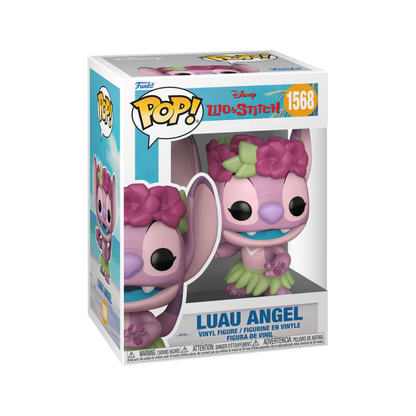 POP! Luau Angel vinyl figure, pink flower crown, green grass skirt