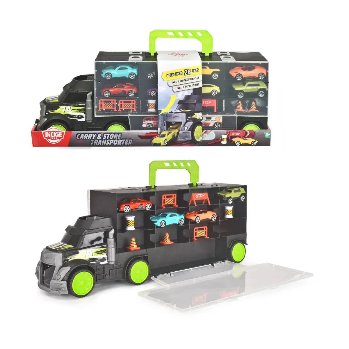 Dickie Transporter With 4 Die-Cast Cars And Accessories - The Toy Store - Best Toys in Lebanon