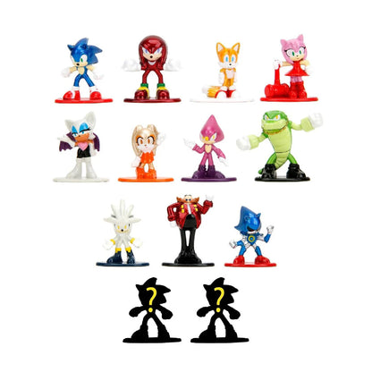 Assorted Sonic mini die-cast figures, including two black question-mark variants