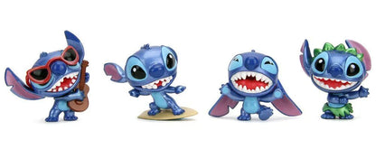 Set of four blue Stitch metal figures in different poses