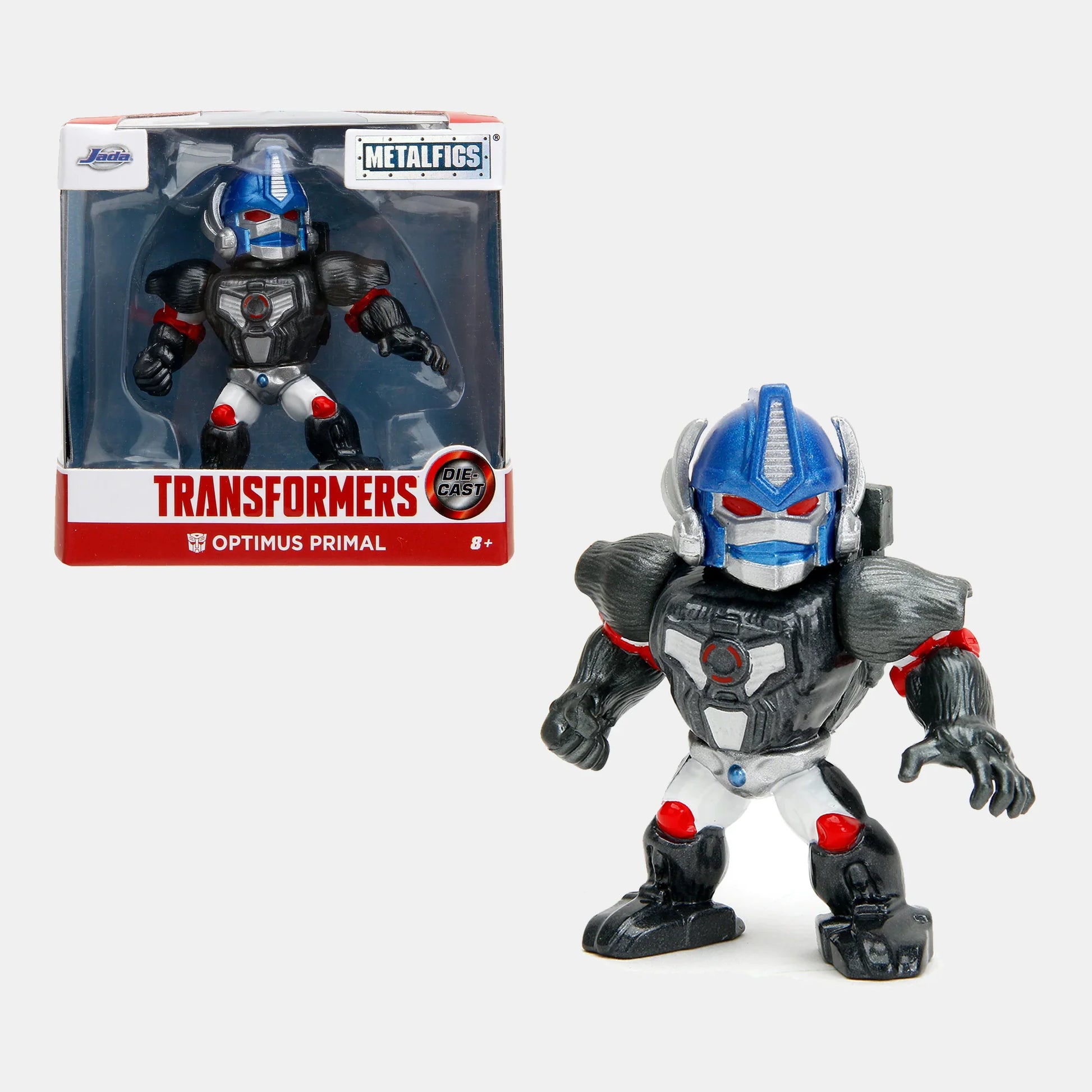 2.5" Transformers Optimus Primal Metalfigs Figur, schwarz-grau mit blauem Helm