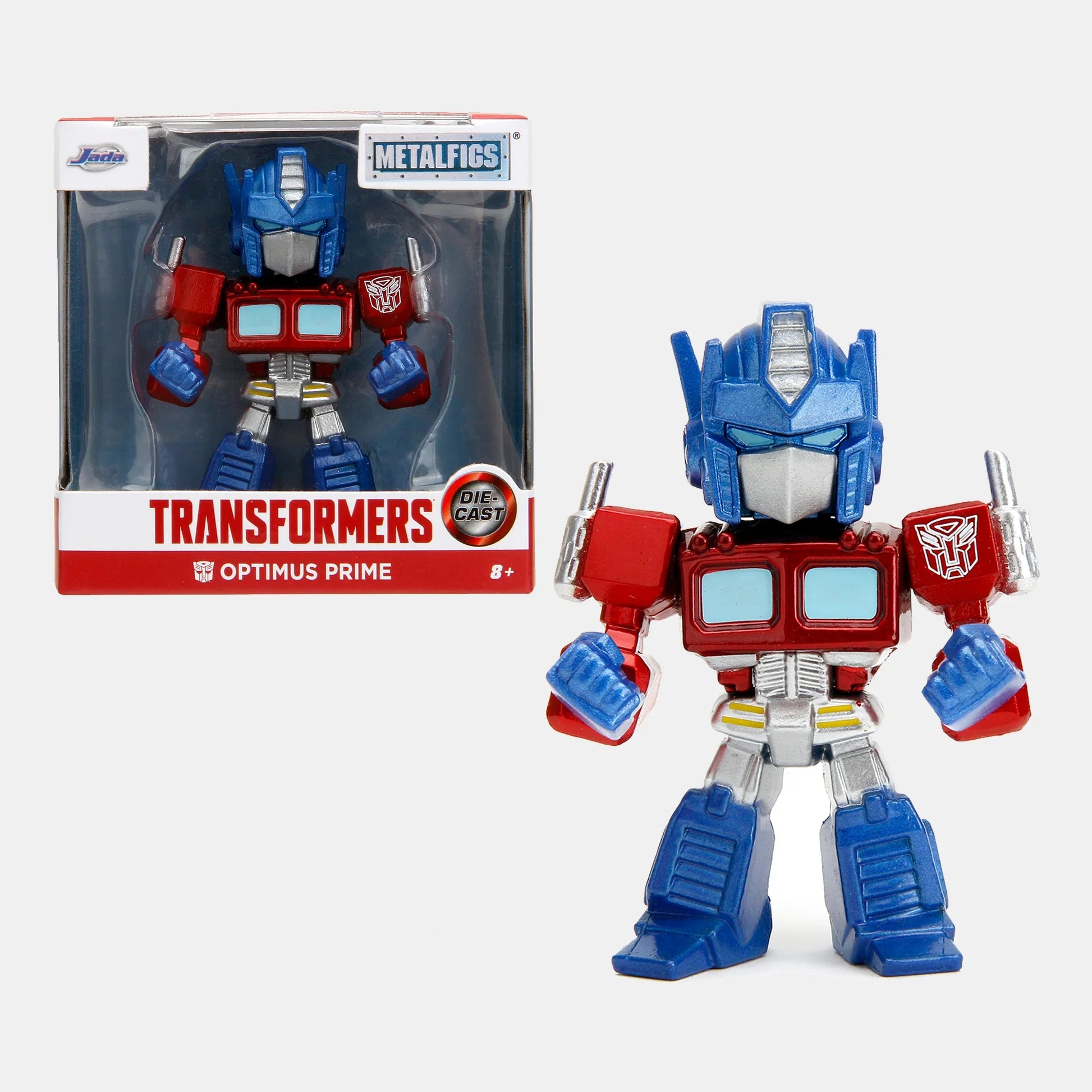 2.5" Transformers Optimus Prime Metalfigs Figur, blau-rot mit silberner Brustplatte